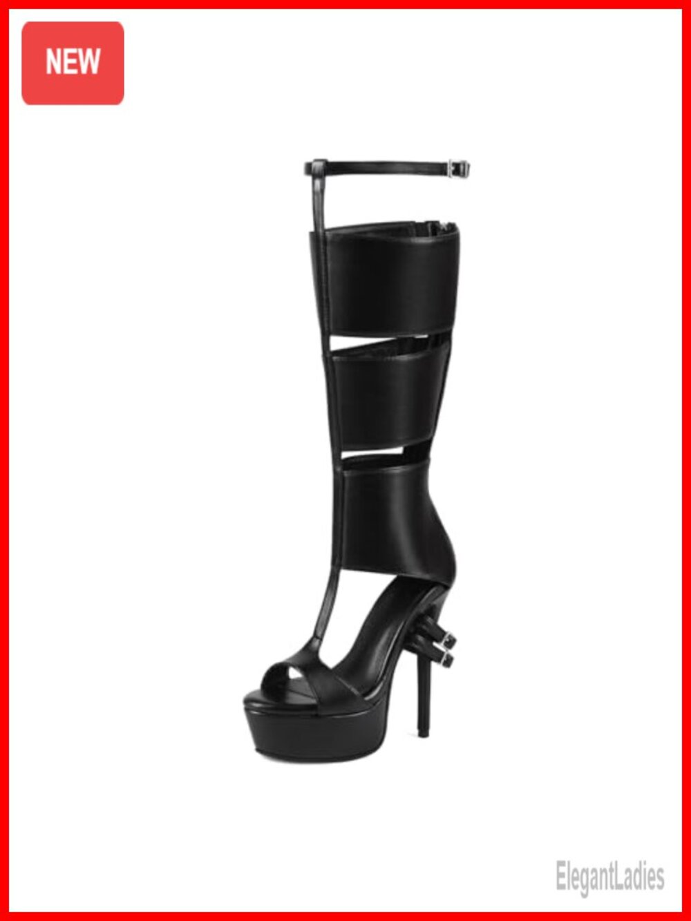 Knee High Platform Heeled Sandals with Strappy Gladiator Design